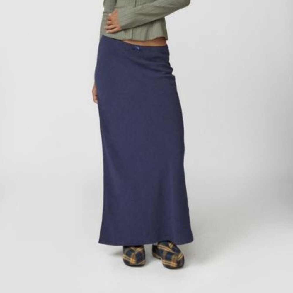 Urban Renewal Remnants Slub Linen Column Maxi Skirt Blue